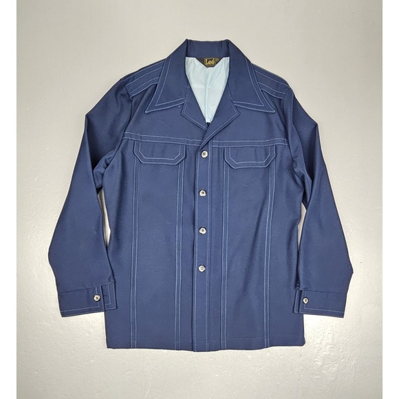 Vintage 1970s Lee Panatela Jacket Mens‎ Large(L) Blue Western Button Up Shirt